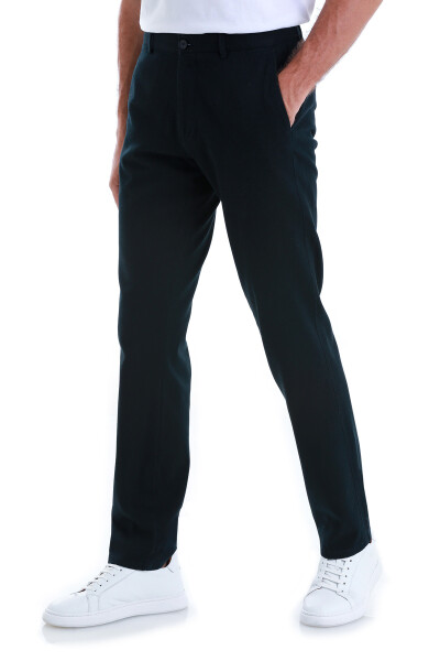 Lacivert Regular Fit Pamuklu Yandan Cepli Kanvas Pantolon - 4