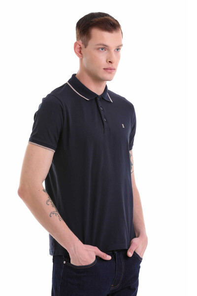 Lacivert Regular Fit 100% Pamuklu Polo Yaka Tişört 