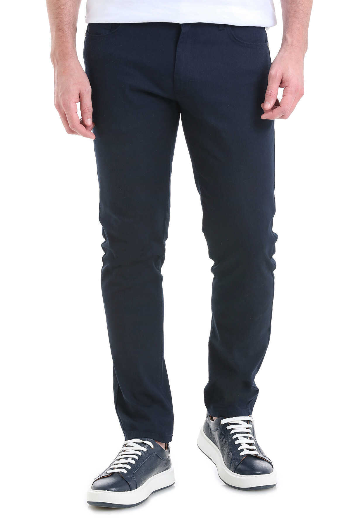 Lacivert Regular Fit 5 Cep Pamuklu Kanvas Pantolon - 1