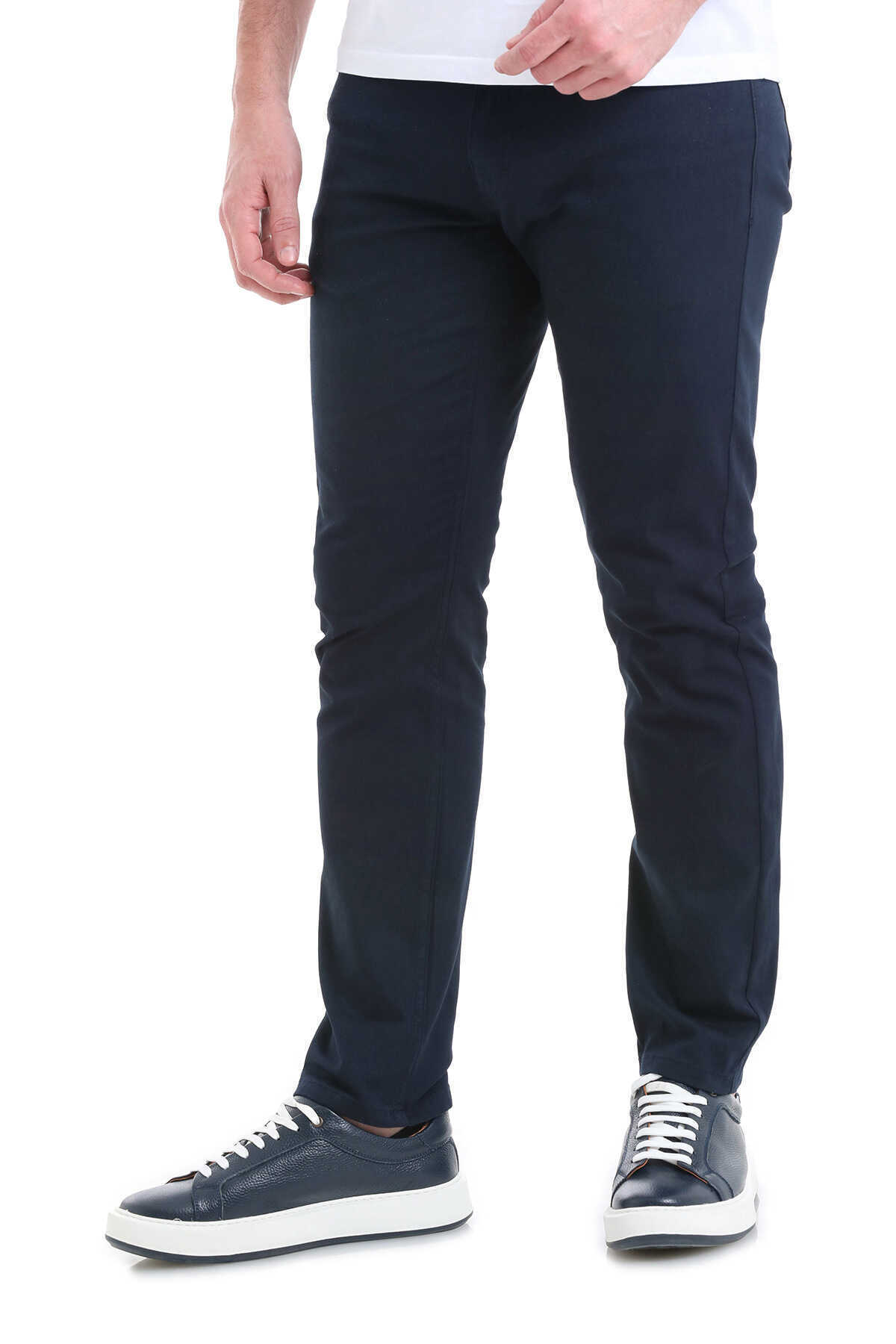 Lacivert Regular Fit 5 Cep Pamuklu Kanvas Pantolon - 3