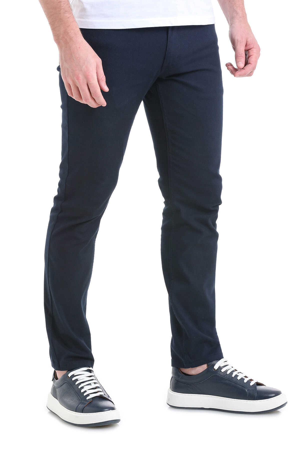 Lacivert Regular Fit 5 Cep Pamuklu Kanvas Pantolon - 4