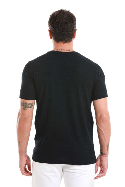 Lacivert Regular Fit Bisiklet Yaka Tişört - 5