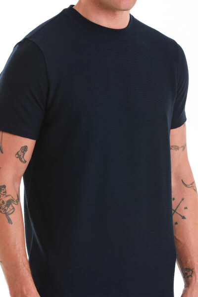 Lacivert Regular Fit Bisiklet Yaka Tişört - 5