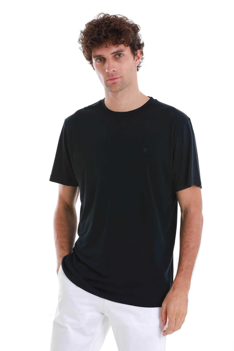 Lacivert Regular Fit Bisiklet Yaka Tişört - Hatem Saykı