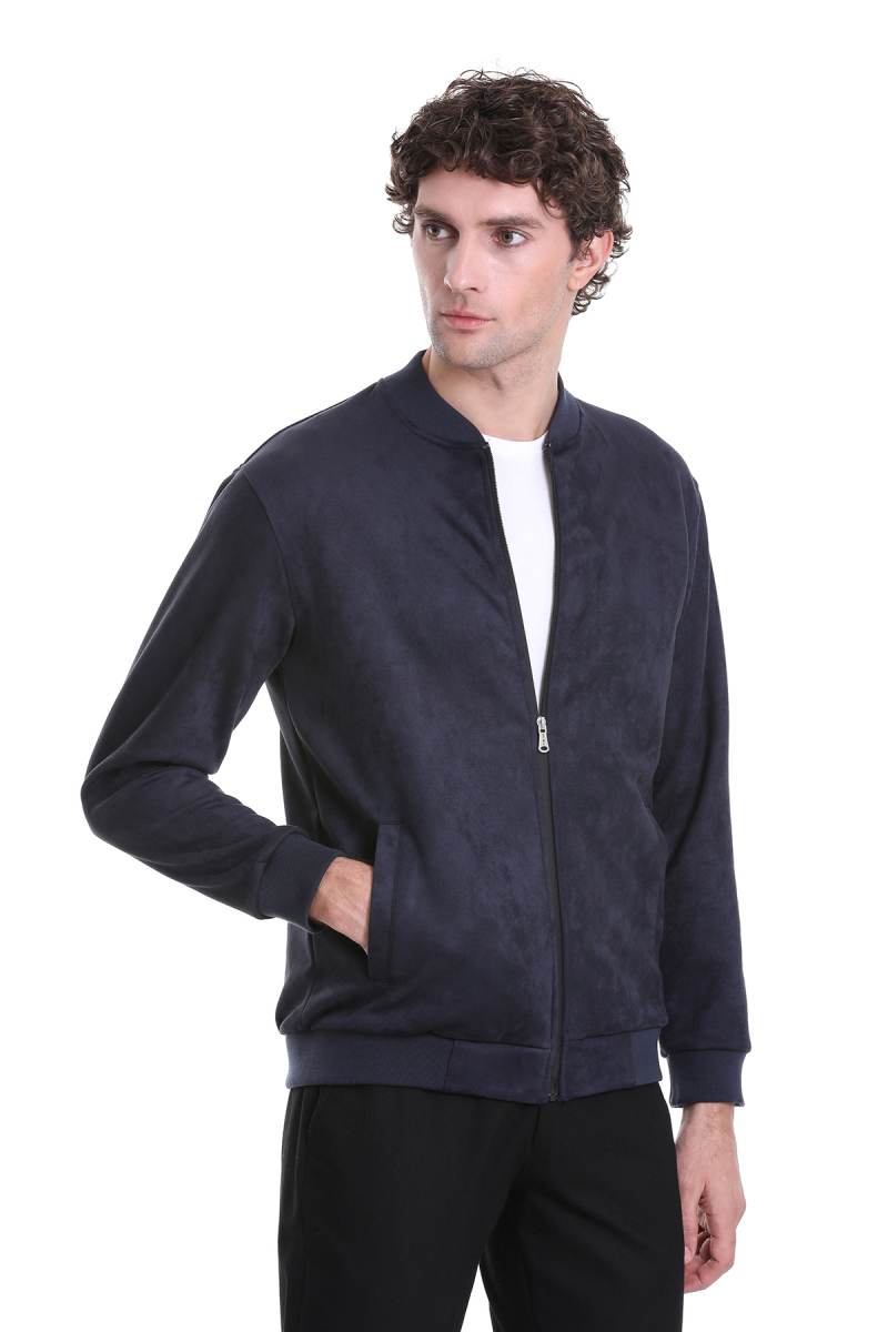 Lacivert Regular Fit Bomber Yaka Mevsimlik Mont - HTML (1)