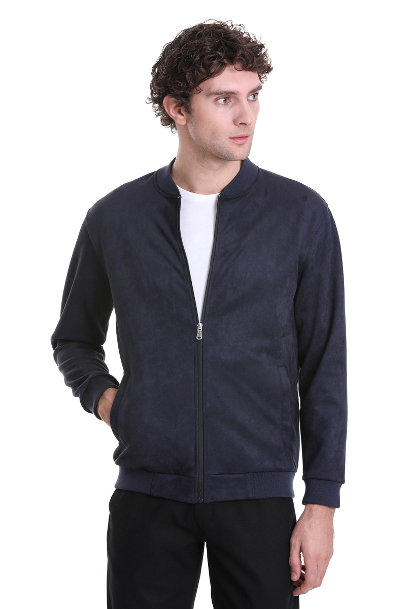 Lacivert Regular Fit Bomber Yaka Mevsimlik Mont - HTML (1)