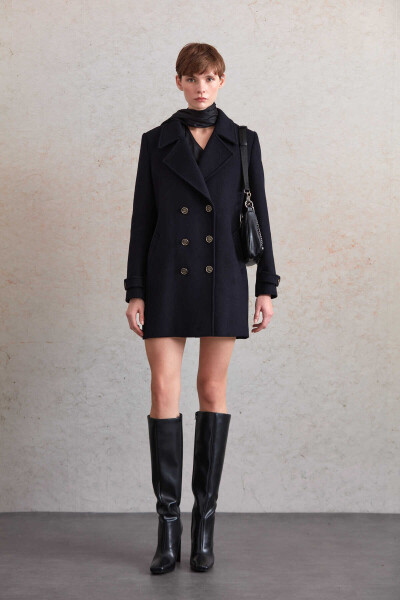 Saykı Woman Lacivert Regular Fit Kruvaze Yün Daisy Kaban - 2