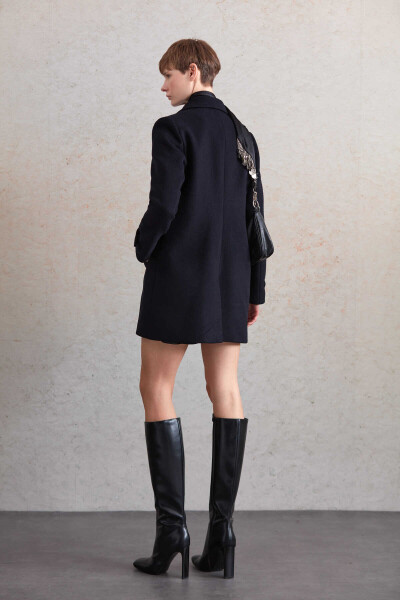 Saykı Woman Lacivert Regular Fit Kruvaze Yün Daisy Kaban - 6