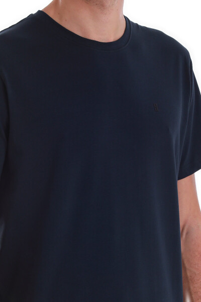 Lacivert Regular Fit Pamuklu Bisiklet Yaka Tişört - 5