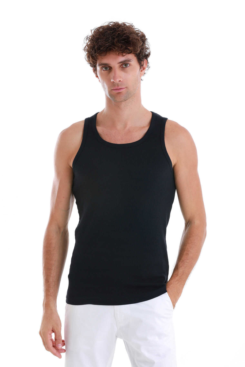 Lacivert Regular Fit Pamuklu Örme Atlet - Hatemoğlu