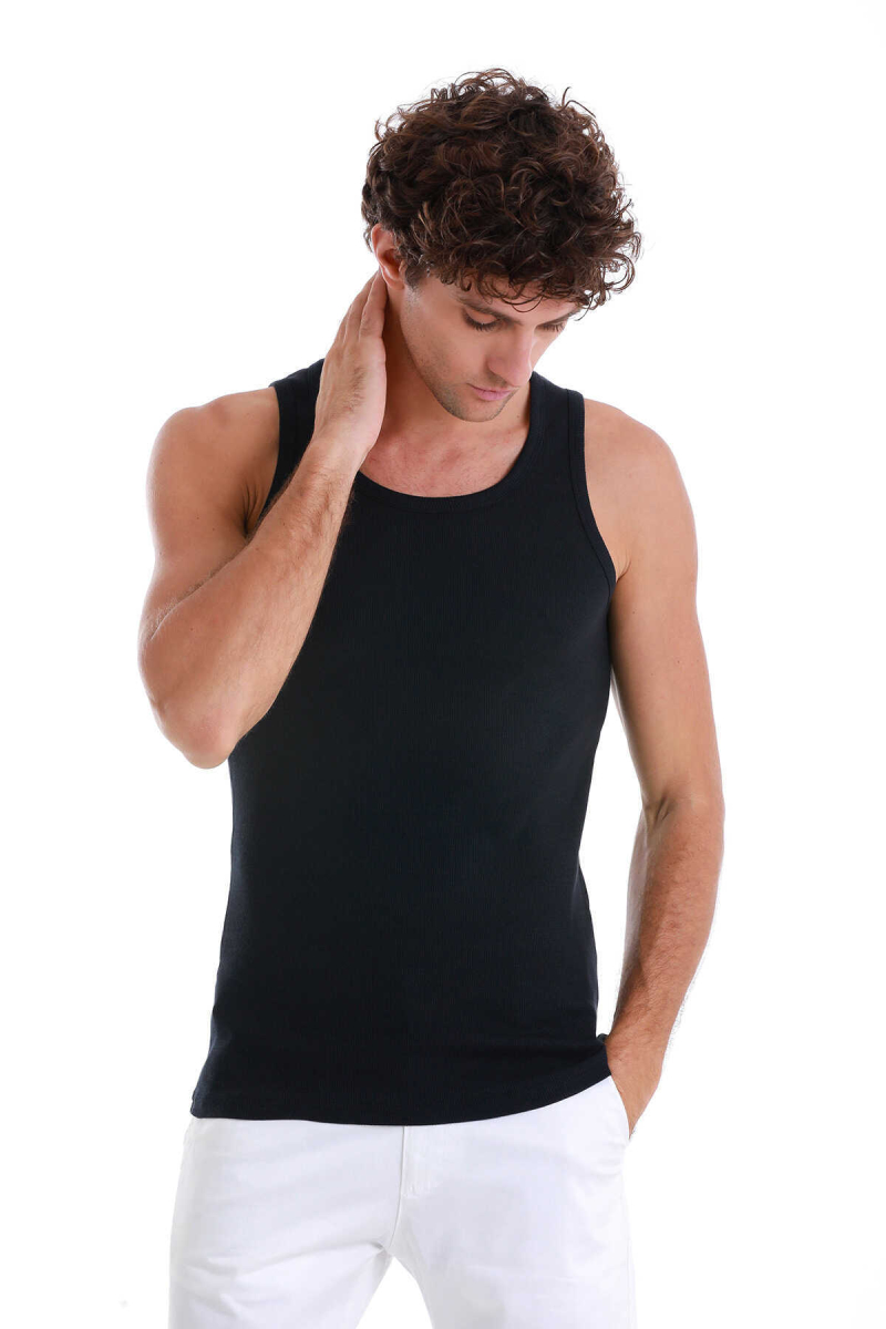 Lacivert Regular Fit Pamuklu Örme Atlet - Hatemoğlu (1)