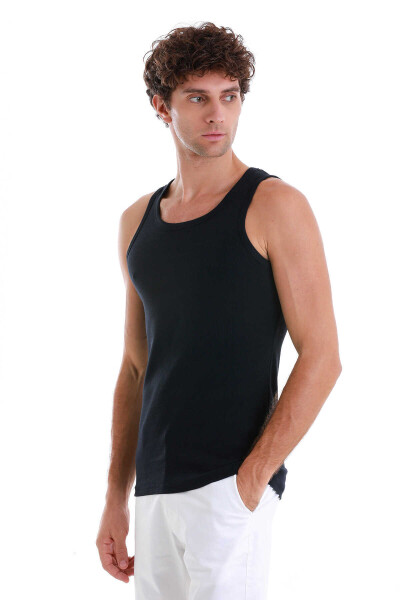 Lacivert Regular Fit Pamuklu Örme Atlet - 4