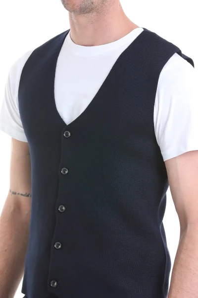 Lacivert Regular Fit V Yaka Triko Yelek - 5