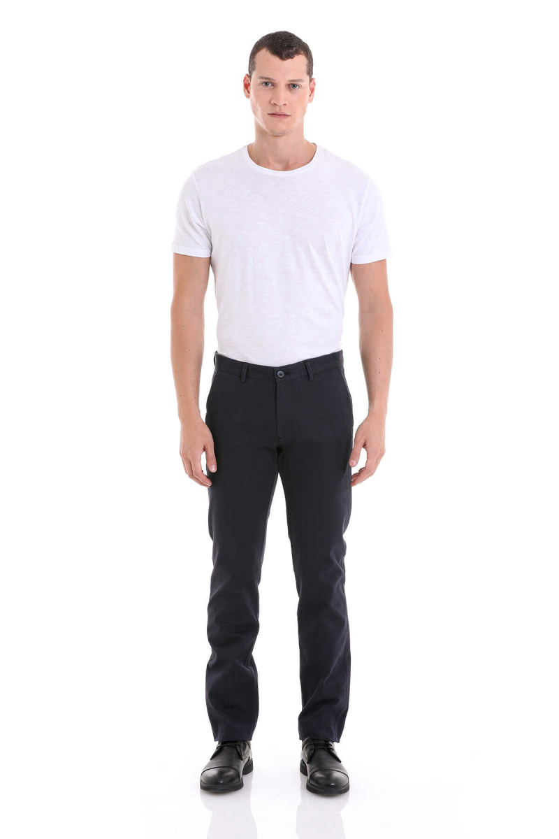 Lacivert Regular Fit Yandan Cepli Basic Kanvas Pantolon - Hatemoğlu (1)