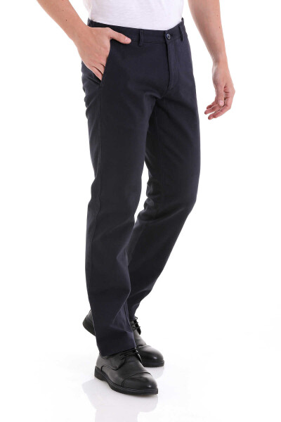 Lacivert Regular Fit Yandan Cepli Basic Kanvas Pantolon - 4