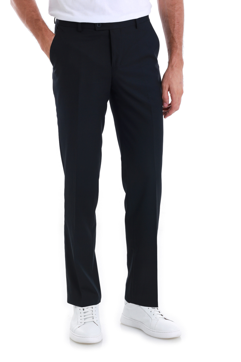 Lacivert Regular Fit Yandan Cepli Kumaş Pantolon - Hatemoğlu (1)