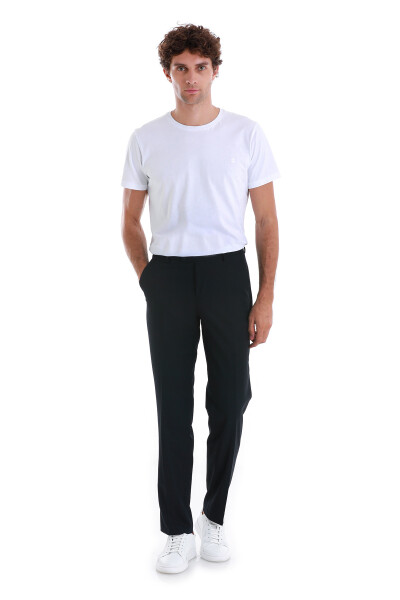 Lacivert Regular Fit Yandan Cepli Kumaş Pantolon - 1