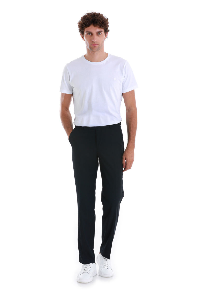 Lacivert Regular Fit Yandan Cepli Kumaş Pantolon - Hatemoğlu