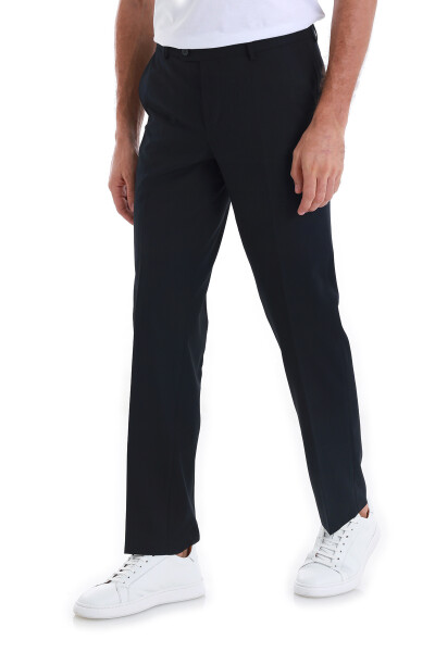 Lacivert Regular Fit Yandan Cepli Kumaş Pantolon - 4