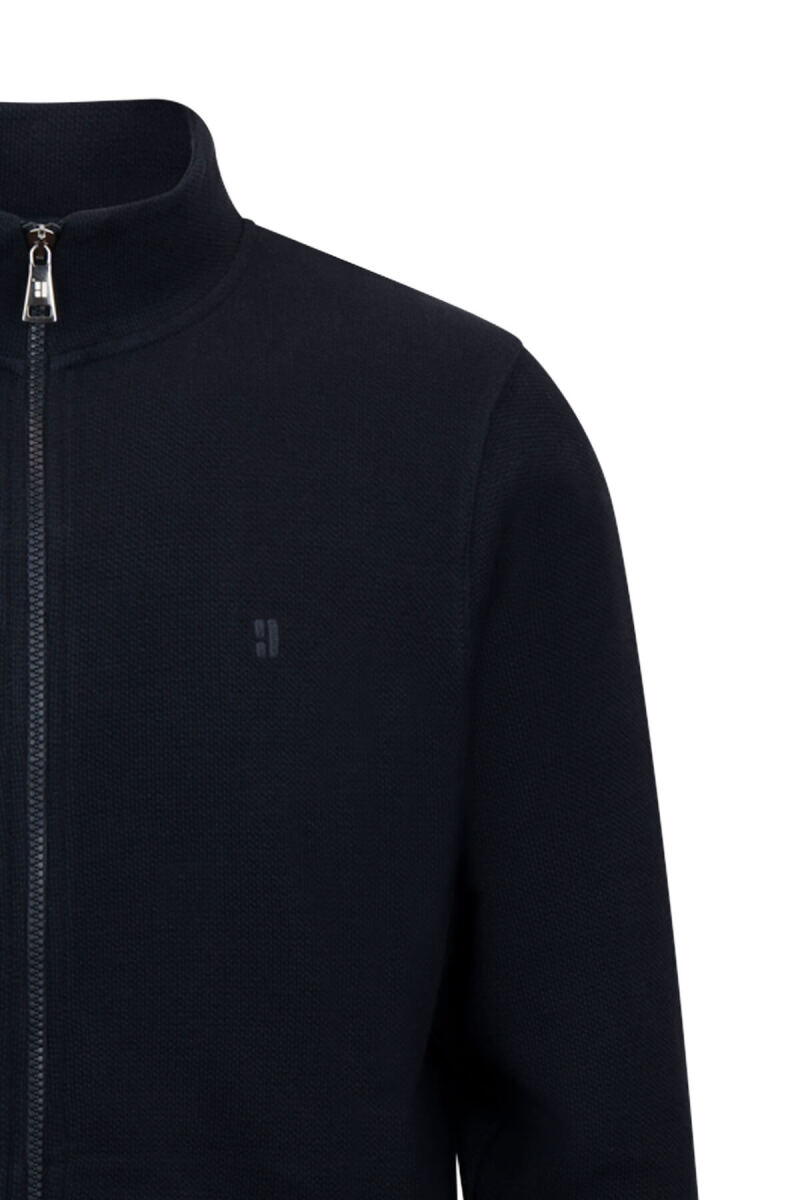 Lacivert Regular Fit Fermuarlı Yarım Balıkçı Yaka 100% Pamuk Triko Hırka - HTML (1)