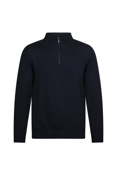 Lacivert Regular Fit Fermuarlı Yarım Balıkçı Yaka Rayon Kazak 