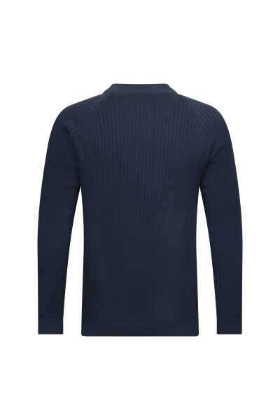 Lacivert Regular Fit Fitilli Çeyrek Balıkçı Yaka Pamuklu Triko Kazak - 2