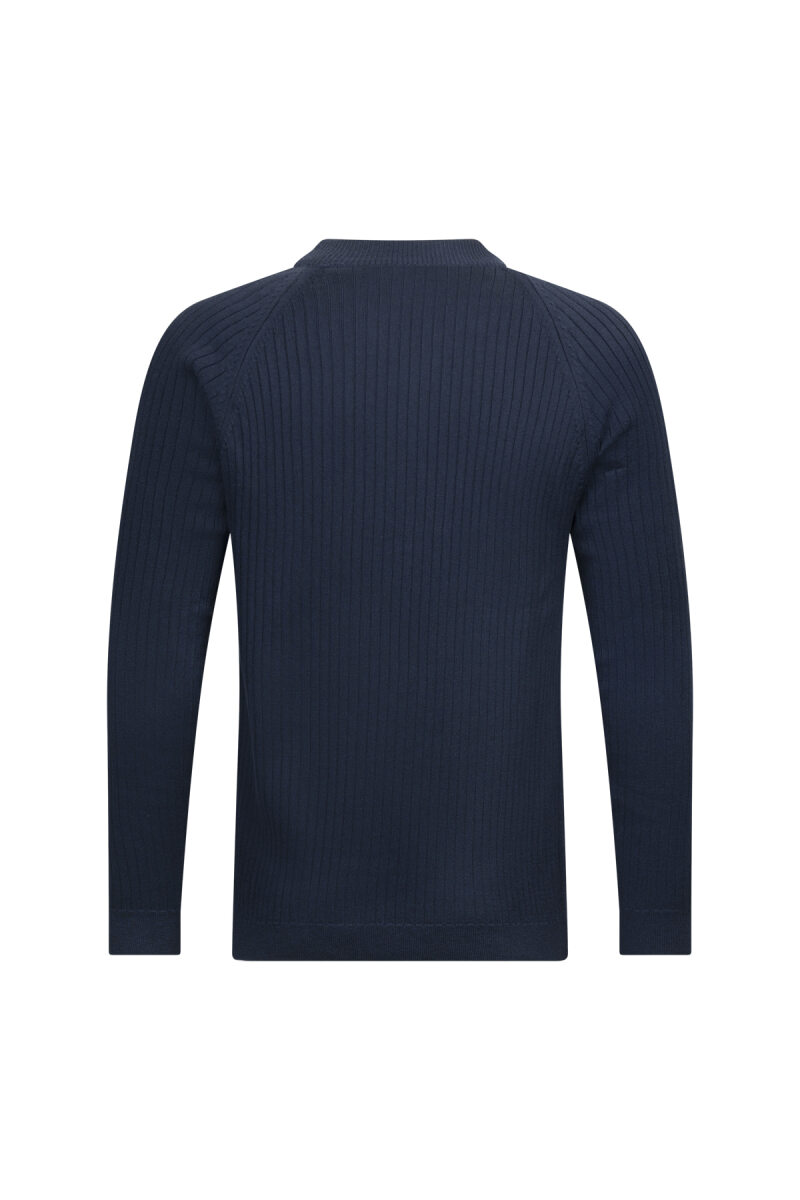 Lacivert Regular Fit Fitilli Çeyrek Balıkçı Yaka Pamuklu Triko Kazak - HTML (1)