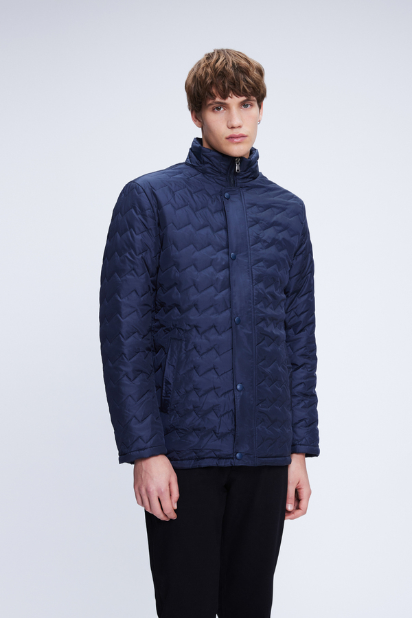 Lacivert Regular Fit Hakim Yaka Kapitone Mont - 1