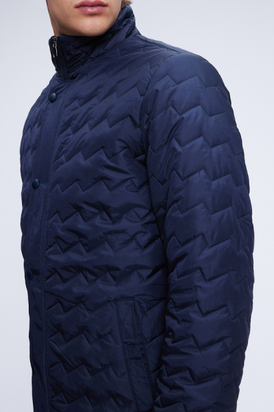 Lacivert Regular Fit Hakim Yaka Kapitone Mont - 3