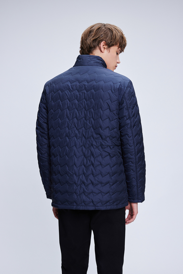 Lacivert Regular Fit Hakim Yaka Kapitone Mont - 5