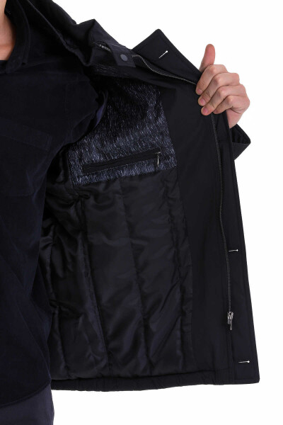 Lacivert Regular Fit Hakim Yaka Kapitone Spor Mont - 7