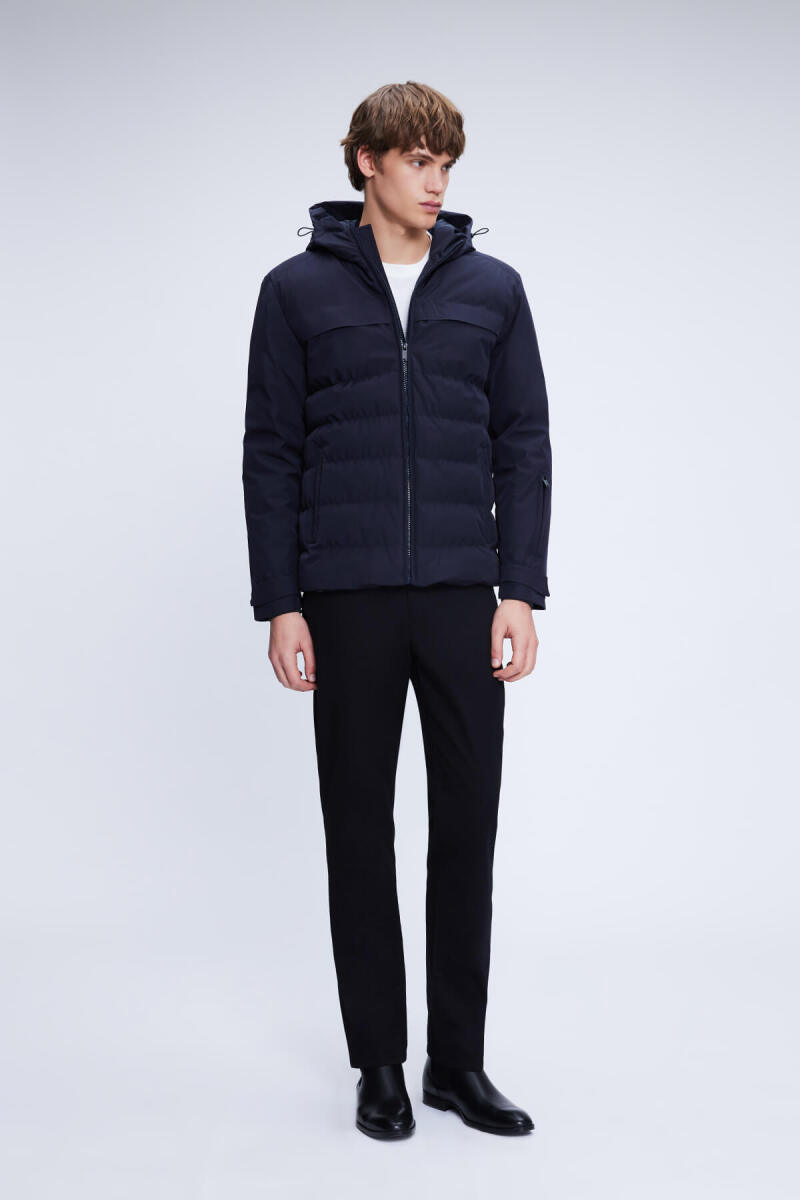 Lacivert Regular Fit Hakim Yaka Kapüşonlu Kaban - HTML (1)