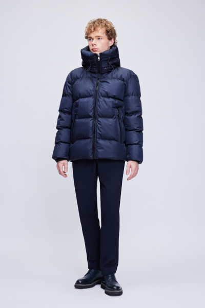 Lacivert Regular Fit Hakim Yaka Kapüşonlu Şişme Mont - 2