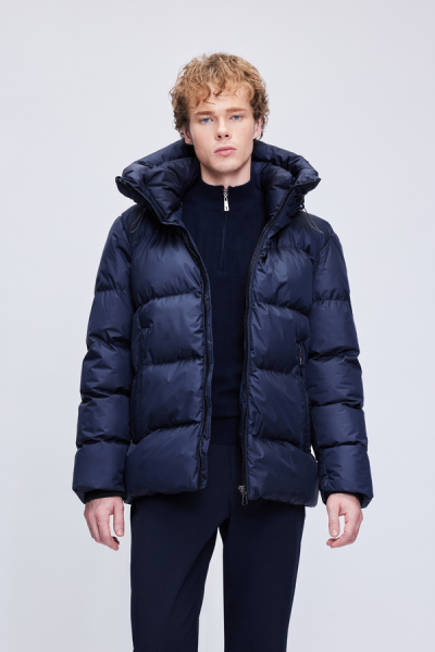 Lacivert Regular Fit Hakim Yaka Kapüşonlu Şişme Mont - 4