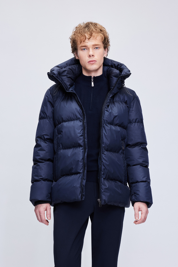 Lacivert Regular Fit Hakim Yaka Kapüşonlu Şişme Mont - Hatemoğlu (1)