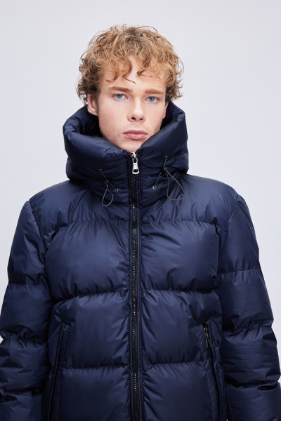 Lacivert Regular Fit Hakim Yaka Kapüşonlu Şişme Mont - 5