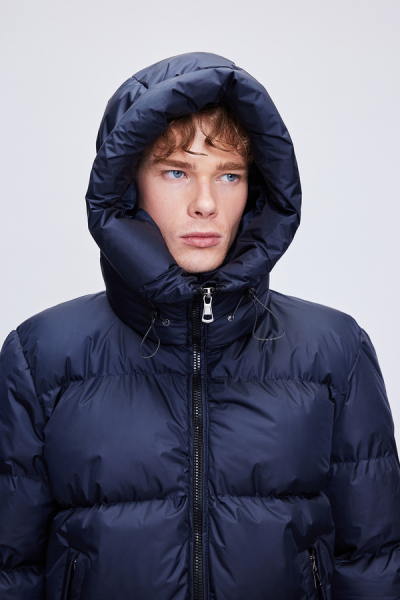 Lacivert Regular Fit Hakim Yaka Kapüşonlu Şişme Mont - 6