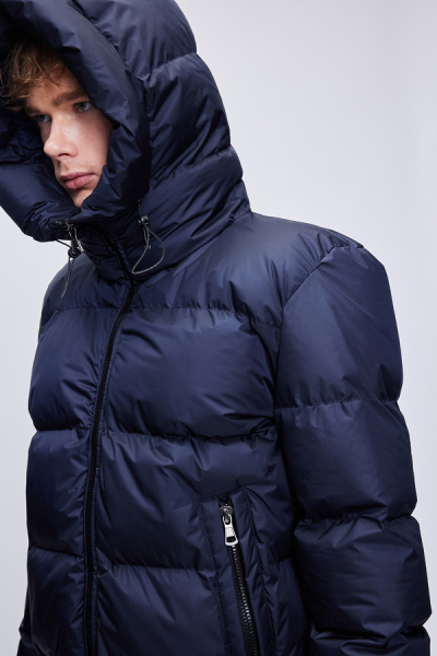 Lacivert Regular Fit Hakim Yaka Kapüşonlu Şişme Mont - 7