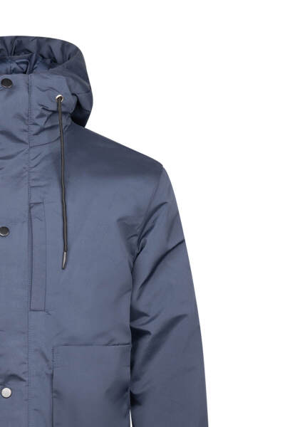 Lacivert Regular Fit Hakim Yaka Kapüşonlu Şişme Mont - 4