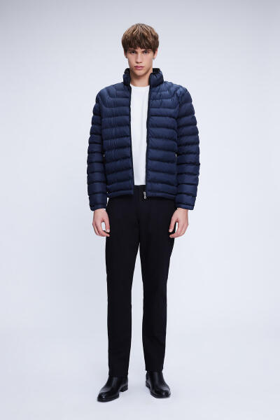 Lacivert Regular Fit Hakim Yaka Şişme Mont - 2