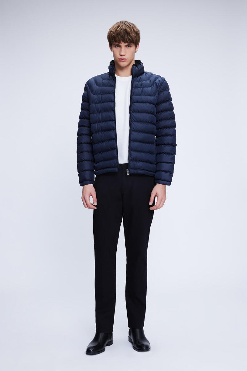 Lacivert Regular Fit Hakim Yaka Şişme Mont - Hatemoğlu (1)