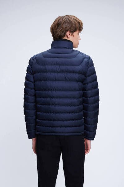 Lacivert Regular Fit Hakim Yaka Şişme Mont - 5