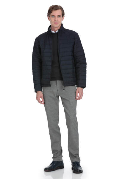 Lacivert Regular Fit Hakim Yaka Şişme Mont - 2