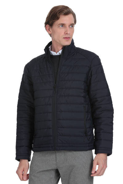 Lacivert Regular Fit Hakim Yaka Şişme Mont - 3