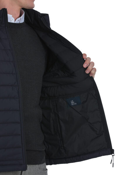 Lacivert Regular Fit Hakim Yaka Şişme Mont - 5