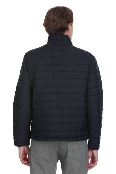 Lacivert Regular Fit Hakim Yaka Şişme Mont - 7