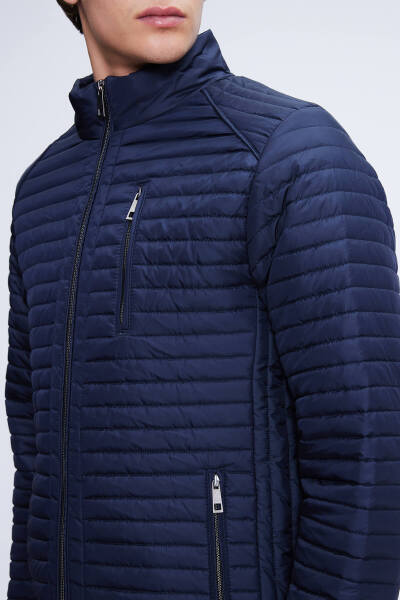 Lacivert Regular Fit Hakim Yaka Şişme Mont - 3