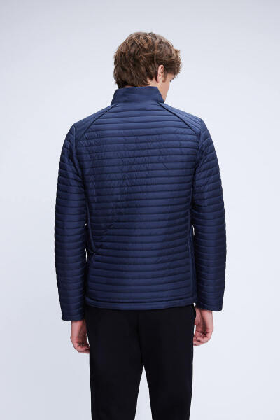 Lacivert Regular Fit Hakim Yaka Şişme Mont - 5