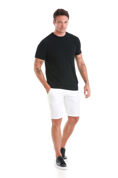 Lacivert Regular Fit Jakarlı Bisiklet Yaka Tişört - 2