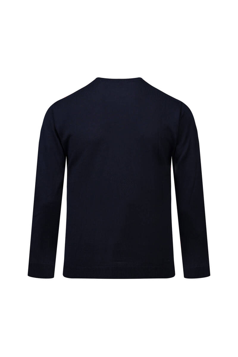 Lacivert Regular Fit Jakarlı Bisiklet Yaka Yünlü Kazak - Hatemoğlu (1)